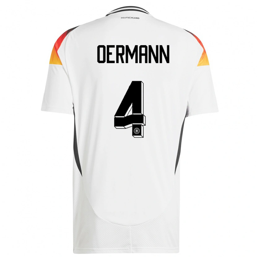 Danxen Donna Maglia Germania Tim Oermann #4 Bianco Kit Gara Home 24-26 Maglietta