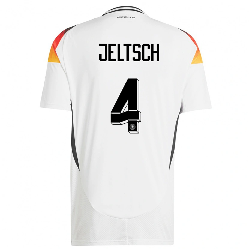 Danxen Donna Maglia Germania Finn Jeltsch #4 Bianco Kit Gara Home 24-26 Maglietta