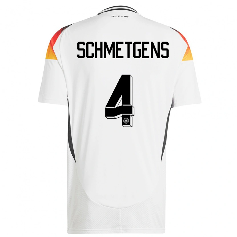 Danxen Donna Maglia Germania Mick Schmetgens #4 Bianco Kit Gara Home 24-26 Maglietta