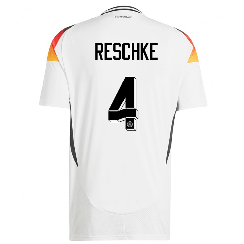 Danxen Donna Maglia Germania Gianluca Reschke #4 Bianco Kit Gara Home 24-26 Maglietta