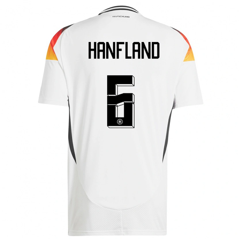 Danxen Donna Maglia Germania Paul Hanfland #6 Bianco Kit Gara Home 24-26 Maglietta