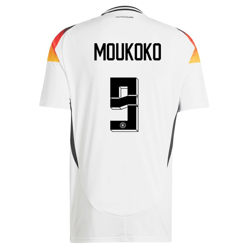 Danxen Donna Maglia Germania Youssoufa Moukoko #9 Bianco Kit Gara Home 24-26 Maglietta