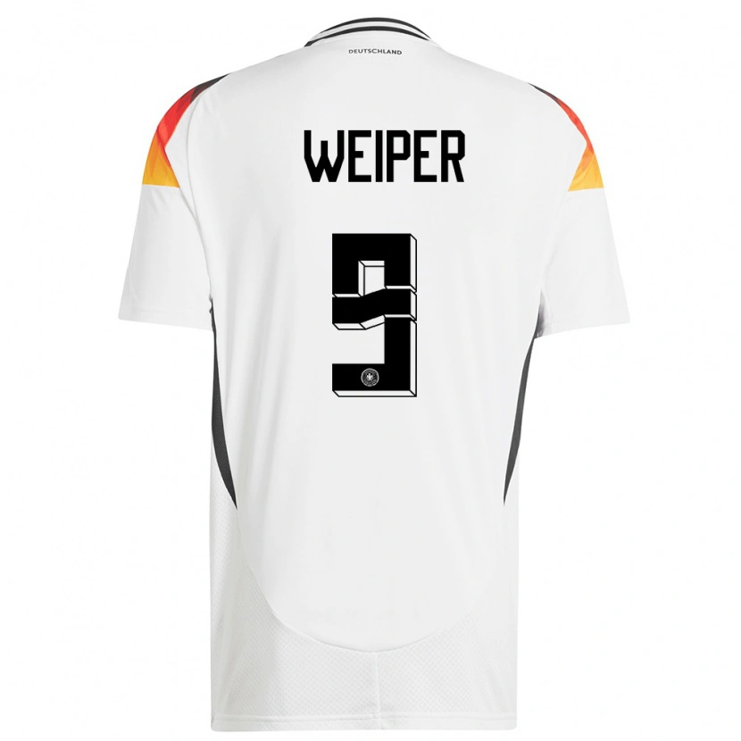 Danxen Donna Maglia Germania Nelson Weiper #9 Bianco Kit Gara Home 24-26 Maglietta