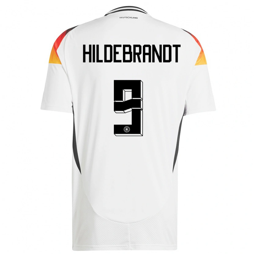 Danxen Donna Maglia Germania Niklas Hildebrandt #9 Bianco Kit Gara Home 24-26 Maglietta