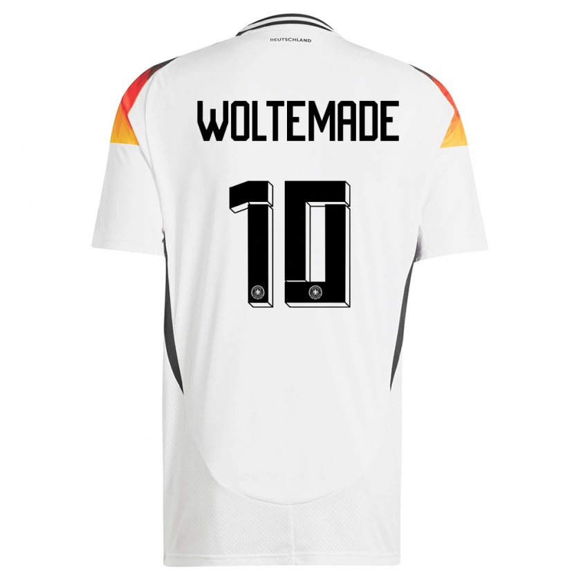Danxen Donna Maglia Germania Nick Woltemade #10 Bianco Kit Gara Home 24-26 Maglietta