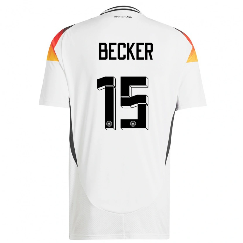 Danxen Donna Maglia Germania Jesper Becker #15 Bianco Kit Gara Home 24-26 Maglietta