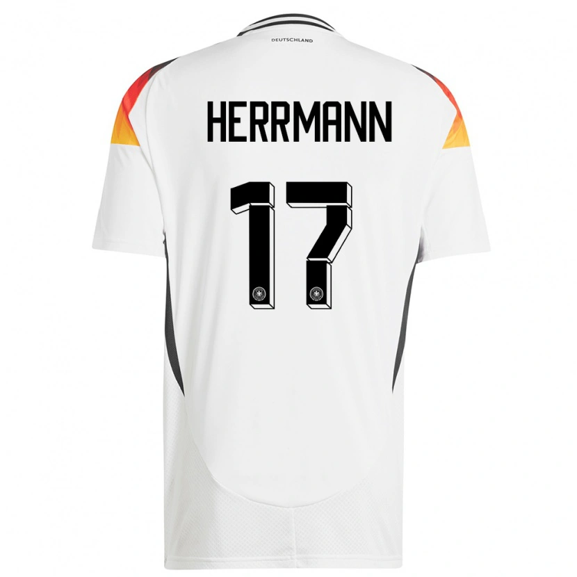 Danxen Donna Maglia Germania Charles Herrmann #17 Bianco Kit Gara Home 24-26 Maglietta