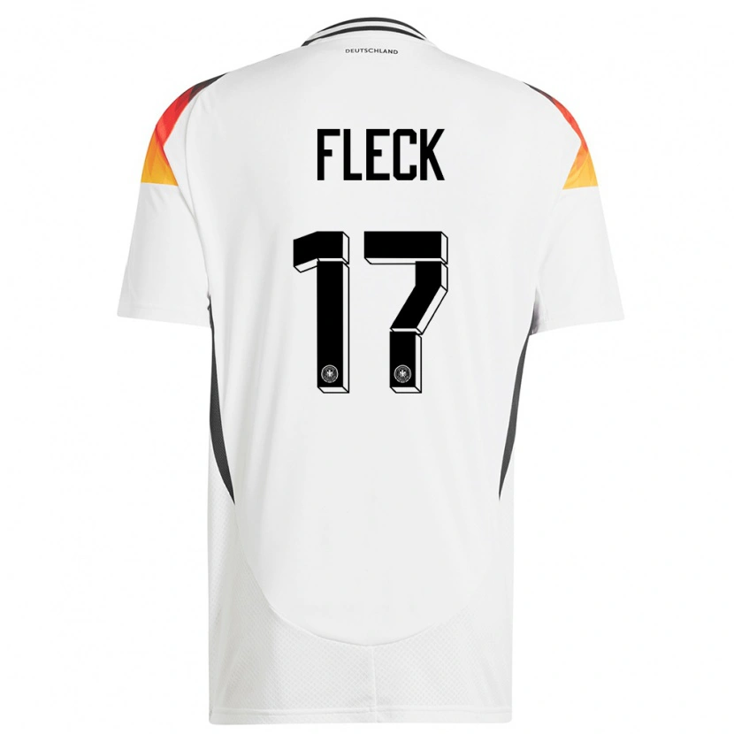 Danxen Donna Maglia Germania Fritz Fleck #17 Bianco Kit Gara Home 24-26 Maglietta