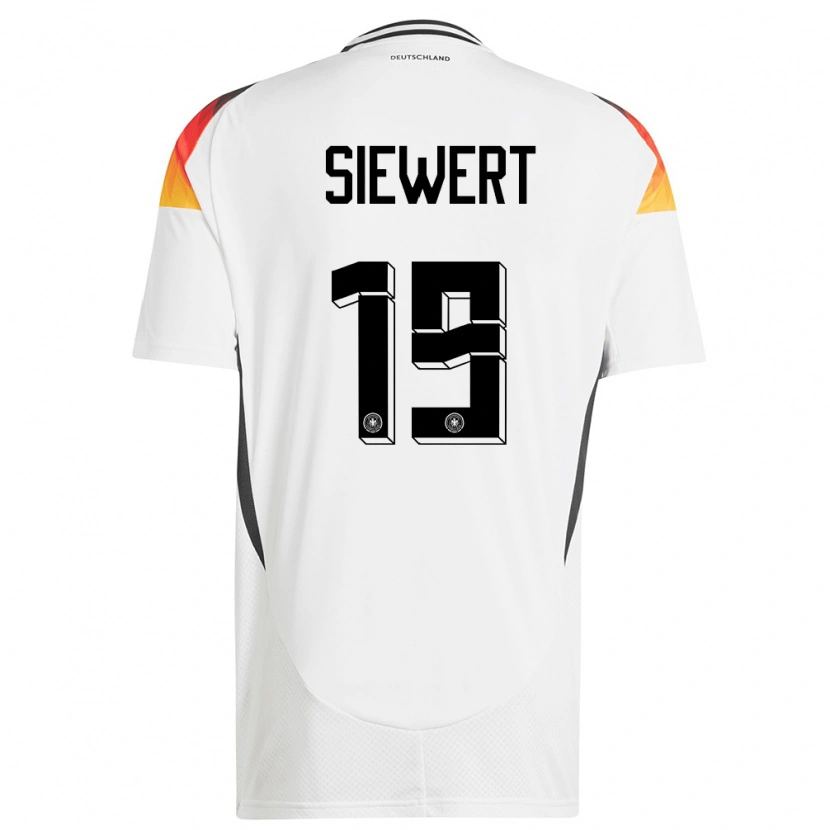 Danxen Donna Maglia Germania Joschua Siewert #19 Bianco Kit Gara Home 24-26 Maglietta