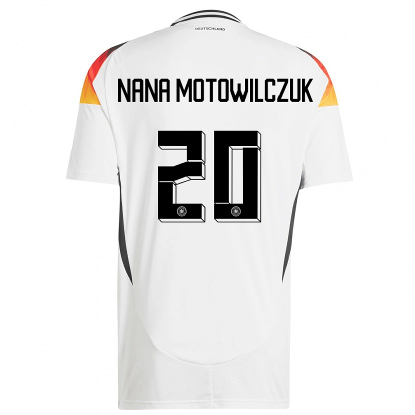 Danxen Donna Maglia Germania Kevin Nana Motowilczuk #20 Bianco Kit Gara Home 24-26 Maglietta
