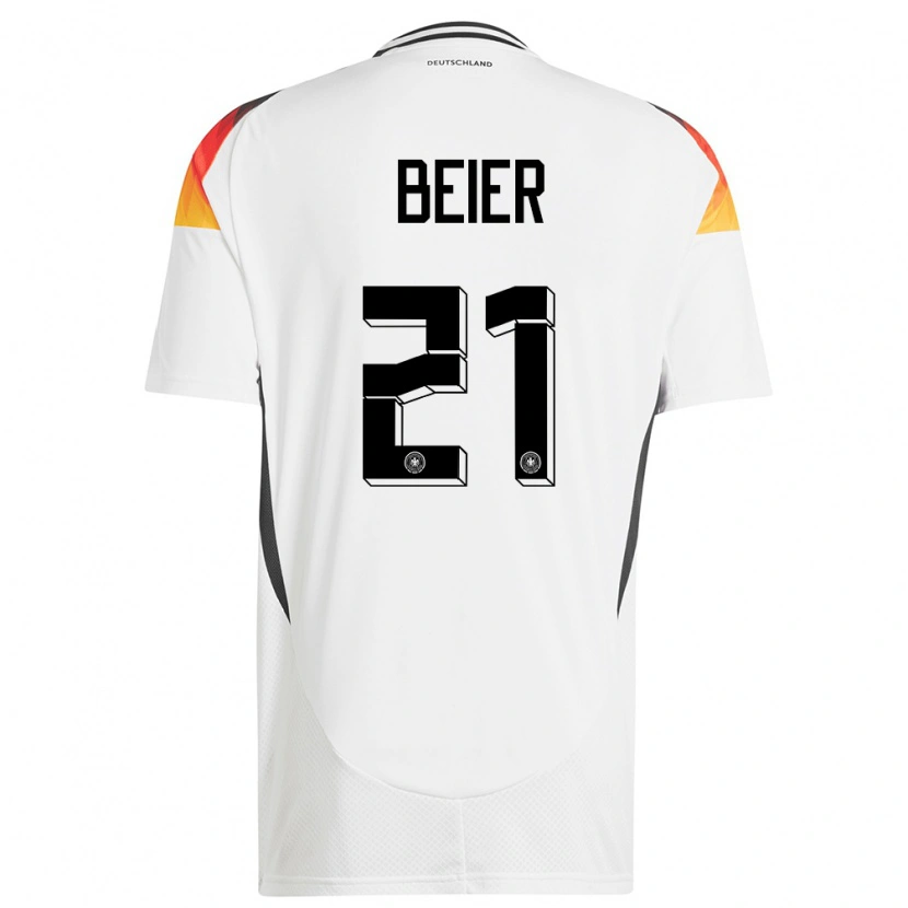 Danxen Donna Maglia Germania Maximilian Beier #21 Bianco Kit Gara Home 24-26 Maglietta