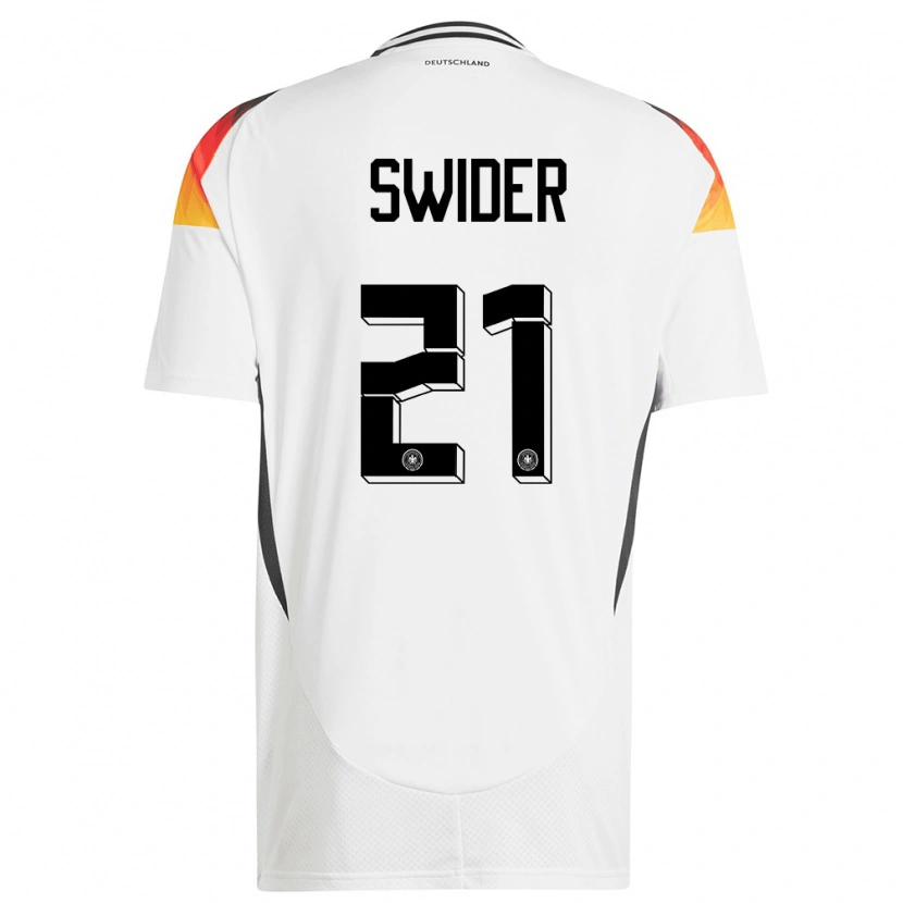 Danxen Donna Maglia Germania Niklas Swider #21 Bianco Kit Gara Home 24-26 Maglietta