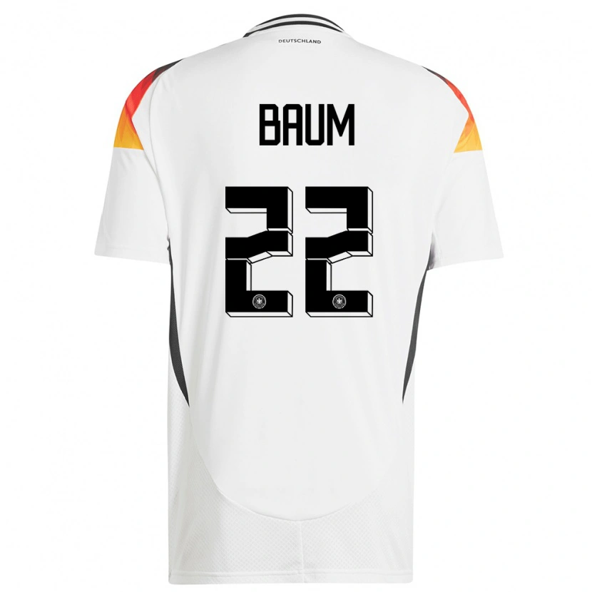 Danxen Donna Maglia Germania Elias Baum #22 Bianco Kit Gara Home 24-26 Maglietta