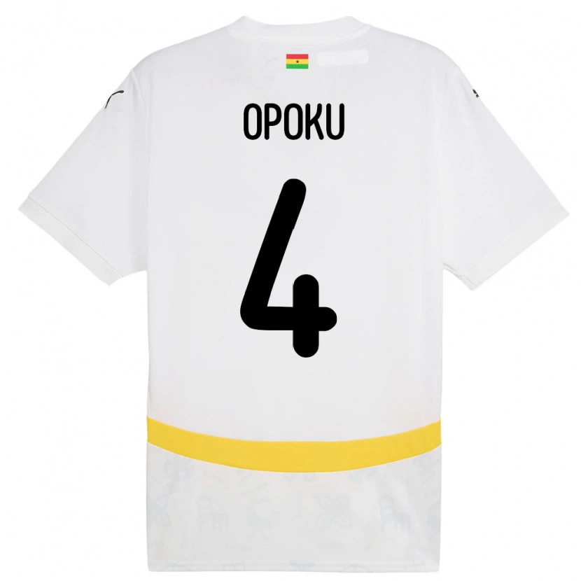 Danxen Donna Maglia Ghana Nicholas Opoku #4 Bianco Kit Gara Home 24-26 Maglietta