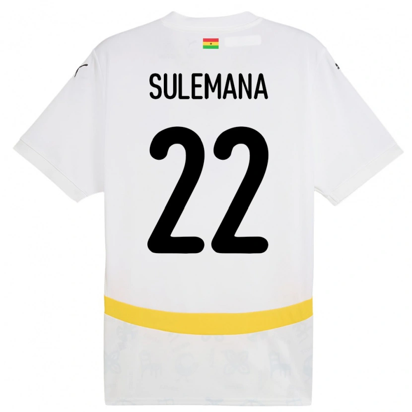 Danxen Donna Maglia Ghana Ibrahim Sulemana #22 Bianco Kit Gara Home 24-26 Maglietta