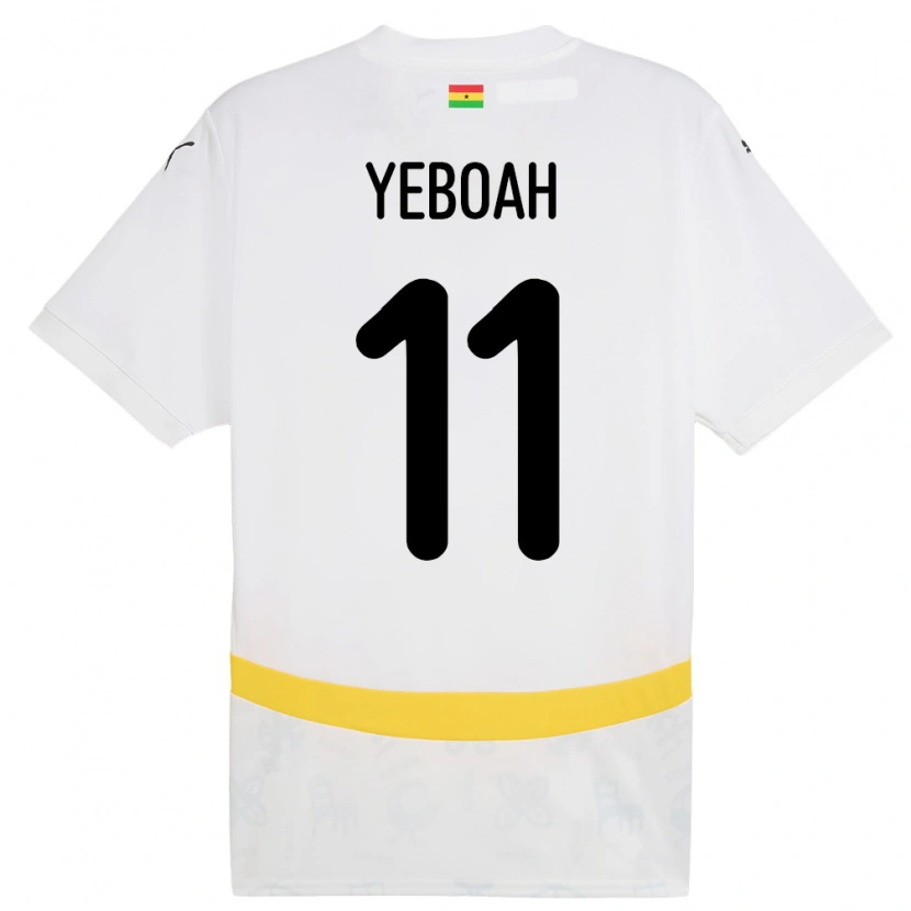 Danxen Donna Maglia Ghana Emmanuel Yeboah #11 Bianco Kit Gara Home 24-26 Maglietta