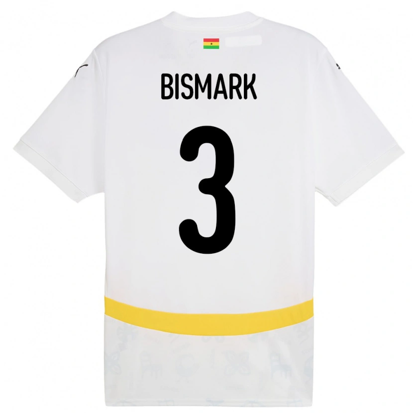 Danxen Donna Maglia Ghana Anim Bismark #3 Bianco Kit Gara Home 24-26 Maglietta