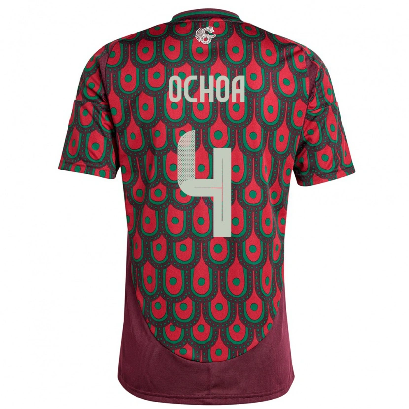 Danxen Donna Maglia Messico Diego Ochoa #4 Marrone Kit Gara Home 24-26 Maglietta