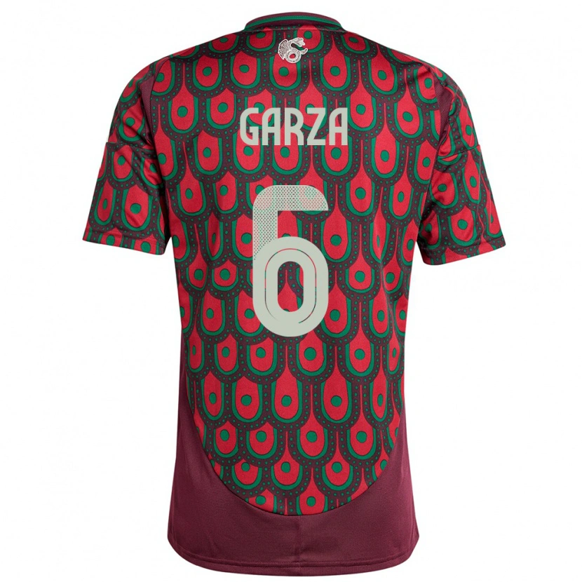 Danxen Donna Maglia Messico César Garza #6 Marrone Kit Gara Home 24-26 Maglietta