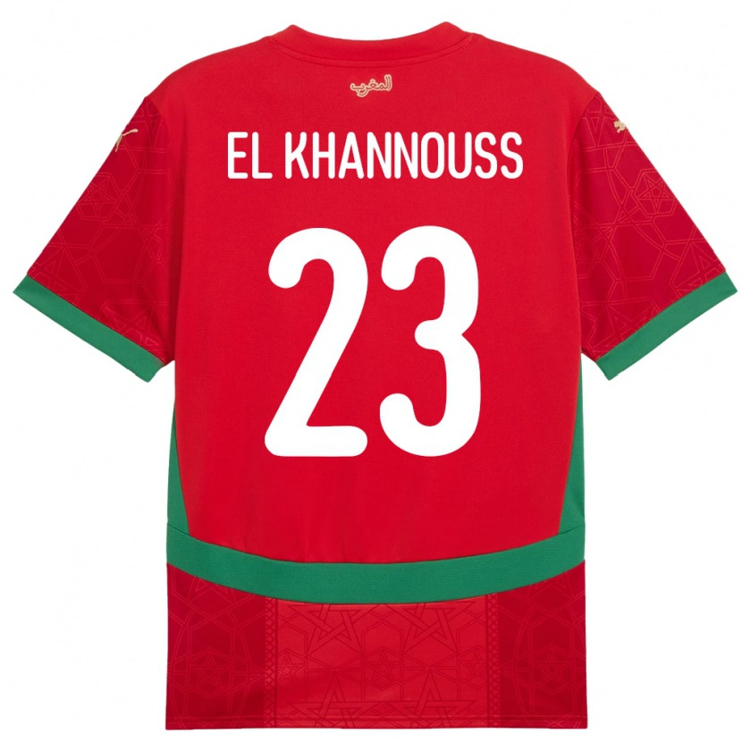 Danxen Donna Maglia Marocco Bilal El Khannouss #23 Rosso Kit Gara Home 24-26 Maglietta