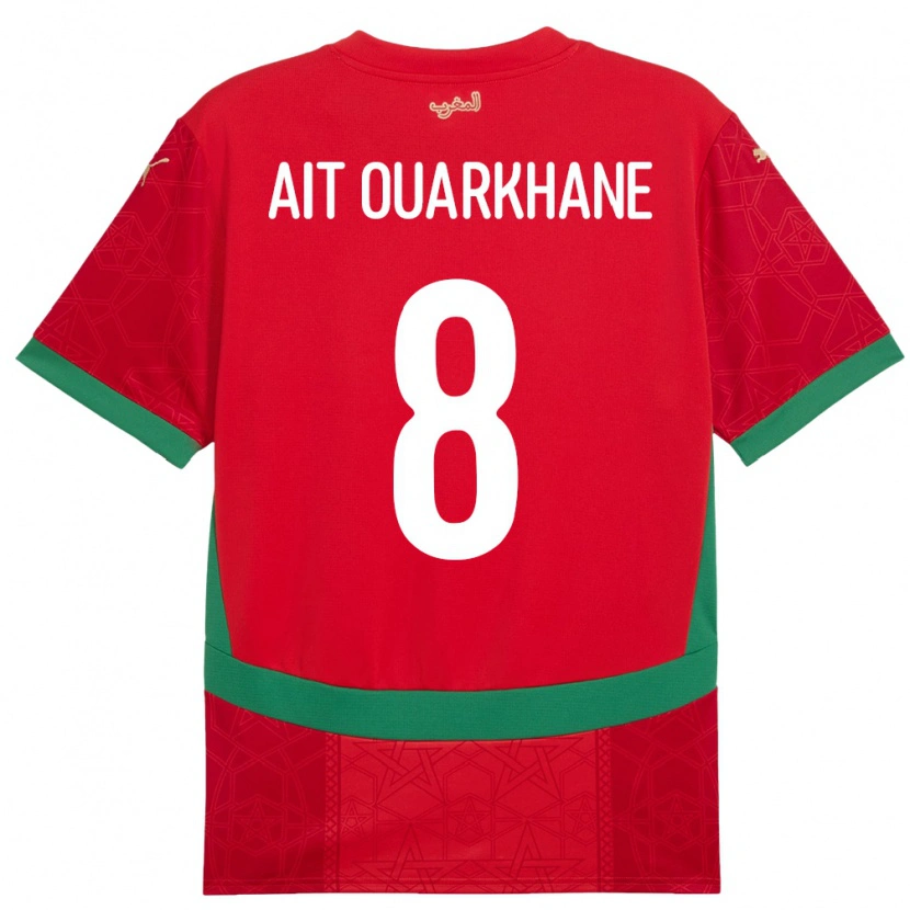 Danxen Donna Maglia Marocco Khalid Aït Ouarkhane #8 Rosso Kit Gara Home 24-26 Maglietta