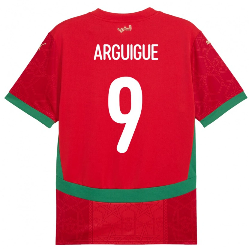 Danxen Donna Maglia Marocco Ayman Arguigue #9 Rosso Kit Gara Home 24-26 Maglietta
