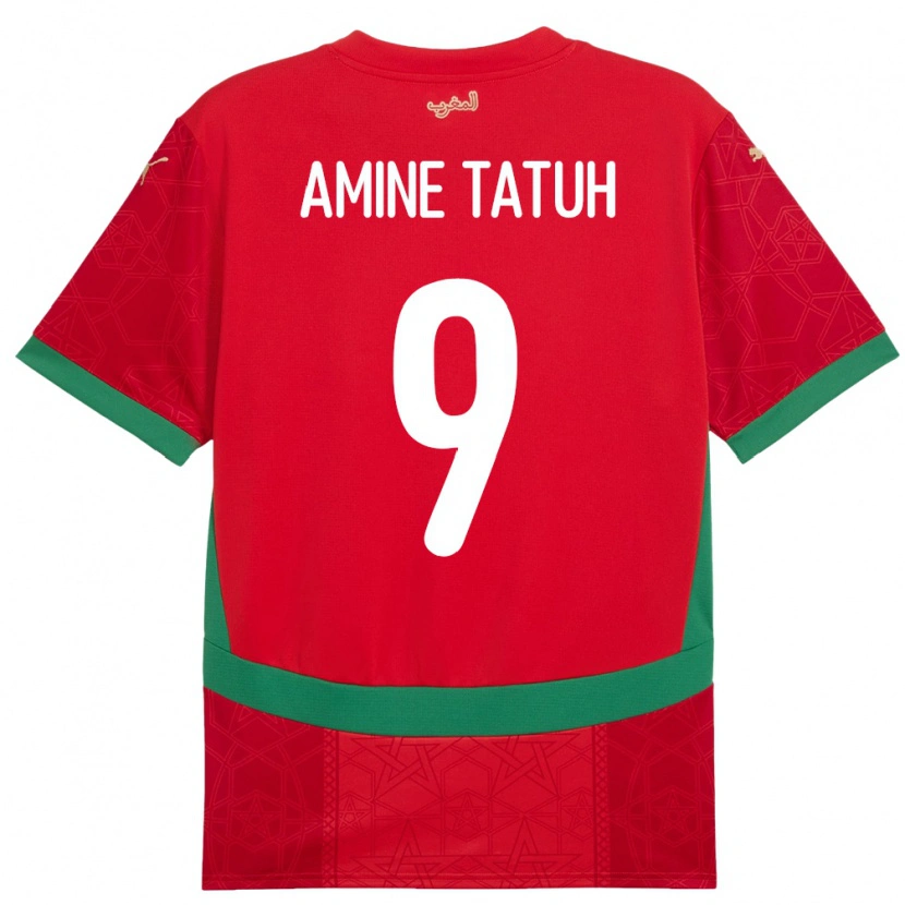 Danxen Donna Maglia Marocco Mohammed Amine Tatuh #9 Rosso Kit Gara Home 24-26 Maglietta