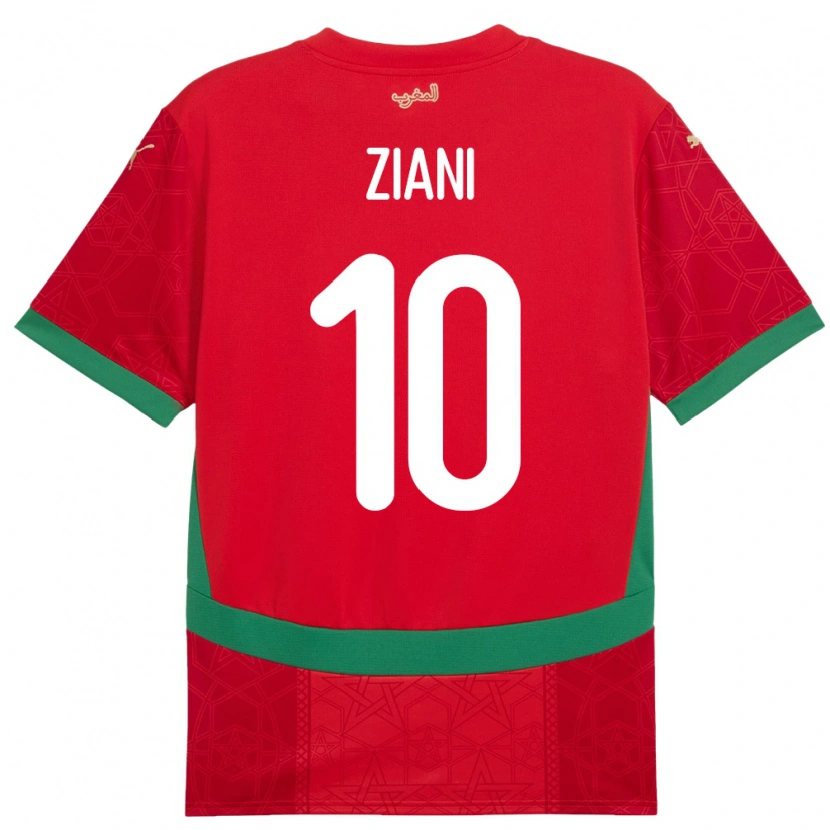Danxen Donna Maglia Marocco Ismael Ziani López #10 Rosso Kit Gara Home 24-26 Maglietta