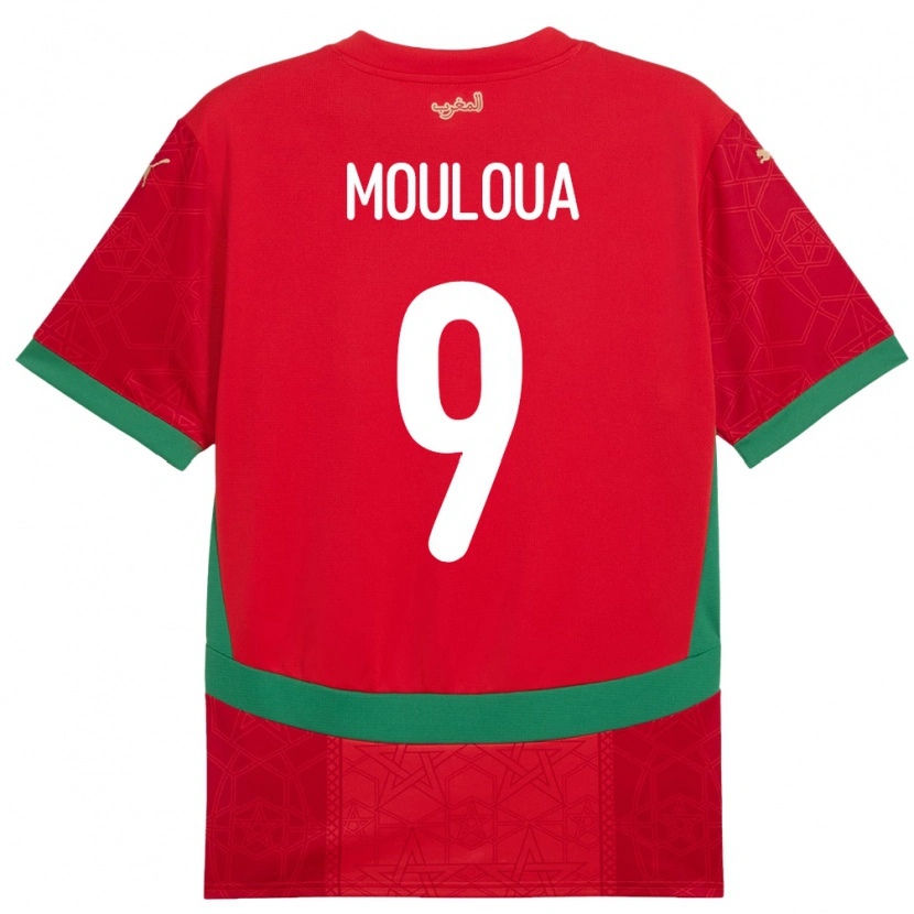 Danxen Donna Maglia Marocco Ayoub Mouloua #9 Rosso Kit Gara Home 24-26 Maglietta