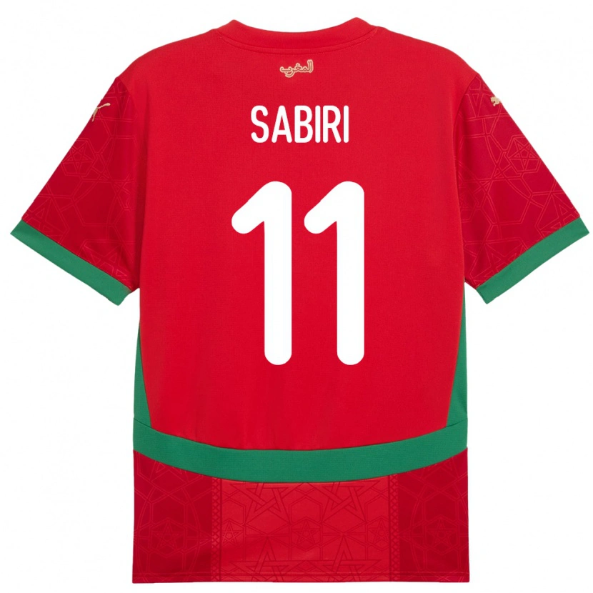 Danxen Donna Maglia Marocco Abdelhamid Sabiri #11 Rosso Kit Gara Home 24-26 Maglietta