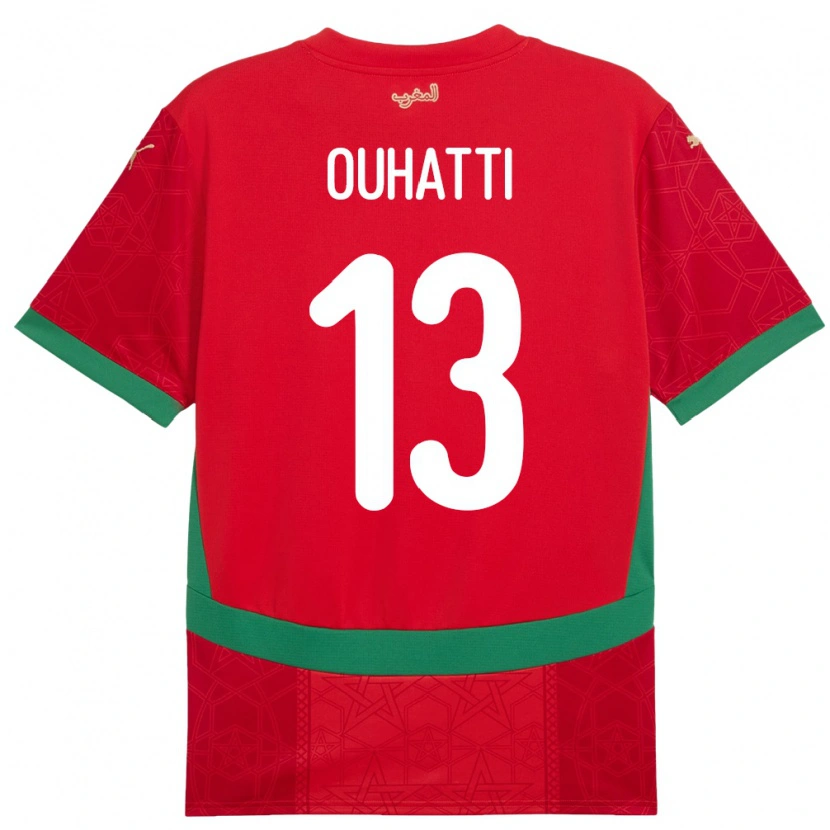 Danxen Donna Maglia Marocco Aymane Ouhatti #13 Rosso Kit Gara Home 24-26 Maglietta