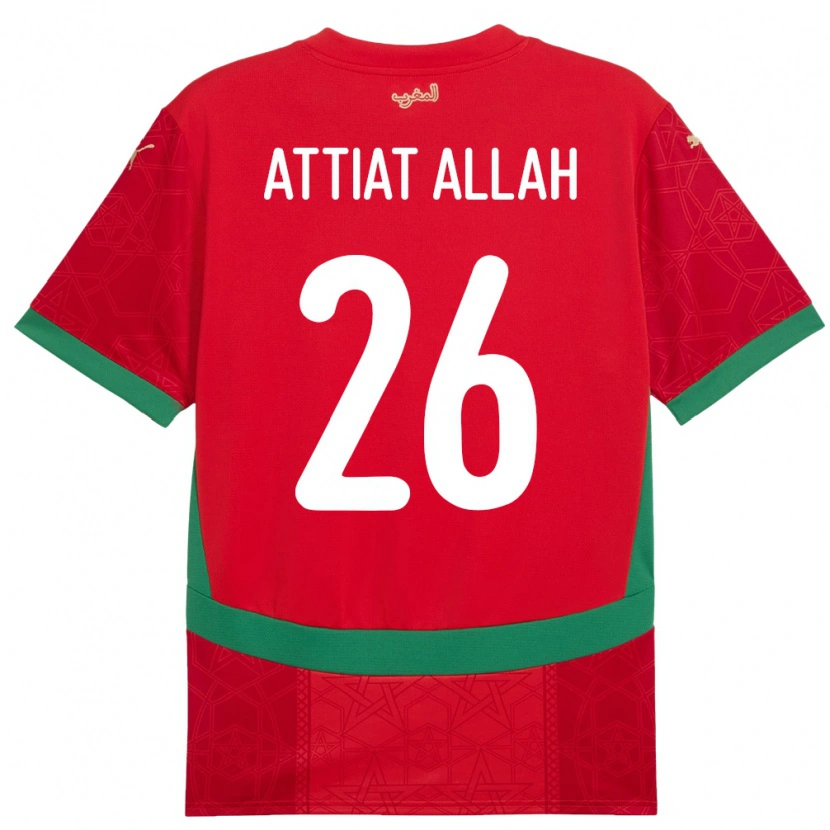 Danxen Donna Maglia Marocco Yahia Attiat-Allah #26 Rosso Kit Gara Home 24-26 Maglietta