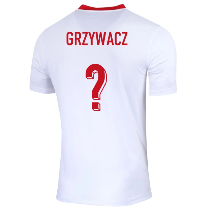 Danxen Donna Maglia Polonia Eryk Grzywacz #0 Bianco Kit Gara Home 24-26 Maglietta