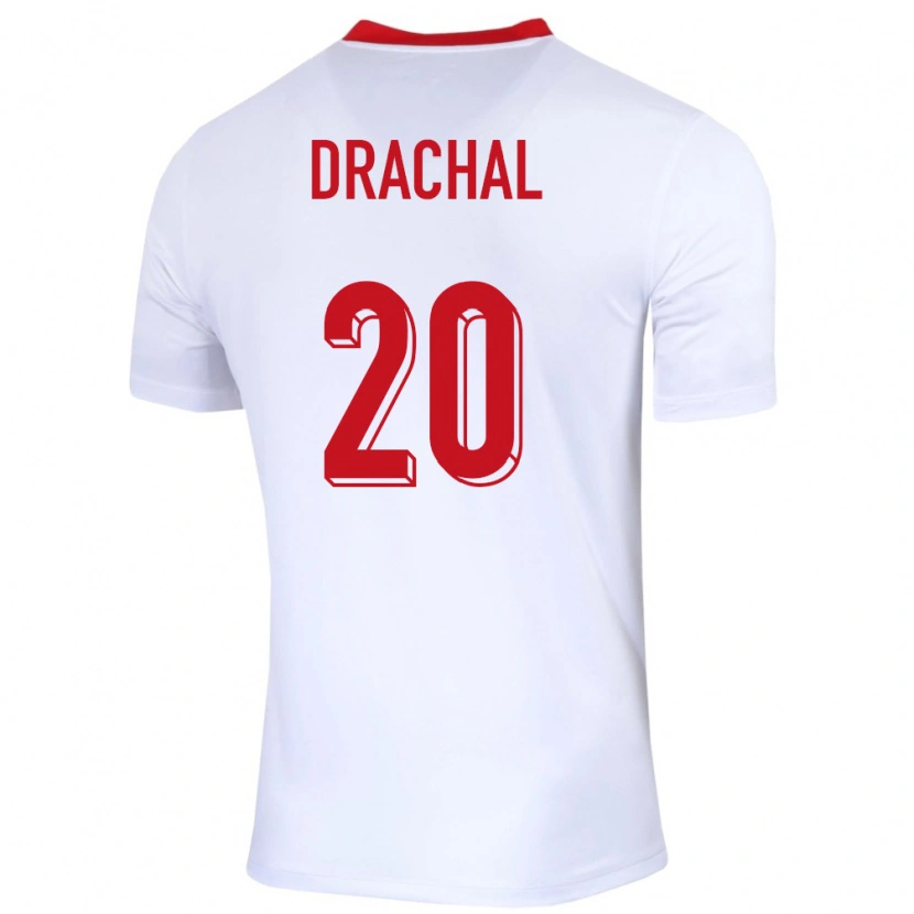 Danxen Donna Maglia Polonia Dawid Drachal #20 Bianco Kit Gara Home 24-26 Maglietta