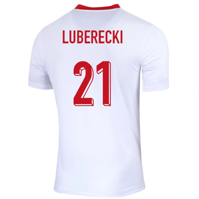 Danxen Donna Maglia Polonia Filip Luberecki #21 Bianco Kit Gara Home 24-26 Maglietta