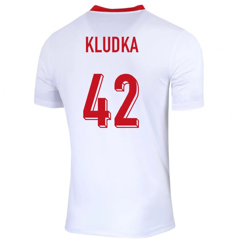 Danxen Donna Maglia Polonia Bartlomiej Kludka #42 Bianco Kit Gara Home 24-26 Maglietta