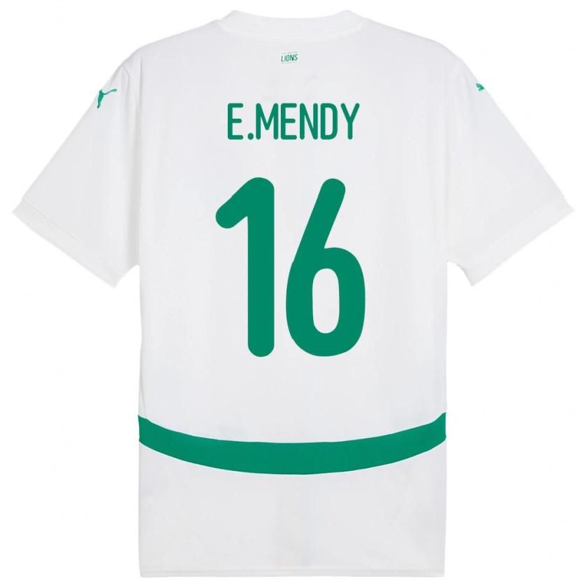 Danxen Donna Maglia Senegal Edouard Mendy #16 Bianco Kit Gara Home 24-26 Maglietta