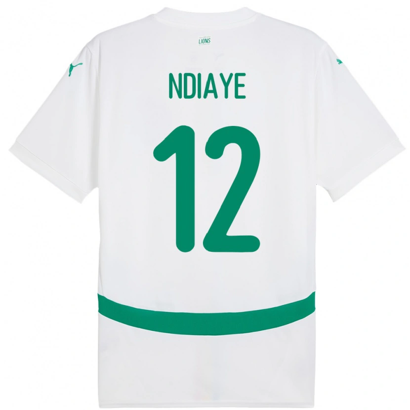 Danxen Donna Maglia Senegal Babacar Ndiaye #12 Bianco Kit Gara Home 24-26 Maglietta