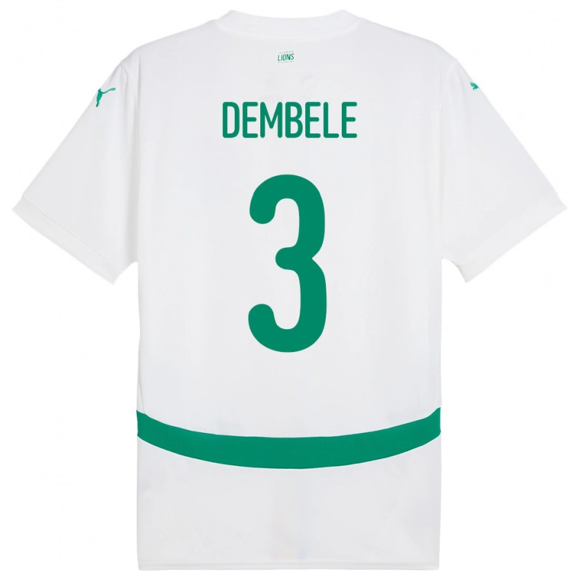Danxen Donna Maglia Senegal Anta Dembele #3 Bianco Kit Gara Home 24-26 Maglietta