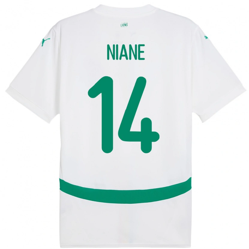 Danxen Donna Maglia Senegal Ibrahima Niane #14 Bianco Kit Gara Home 24-26 Maglietta