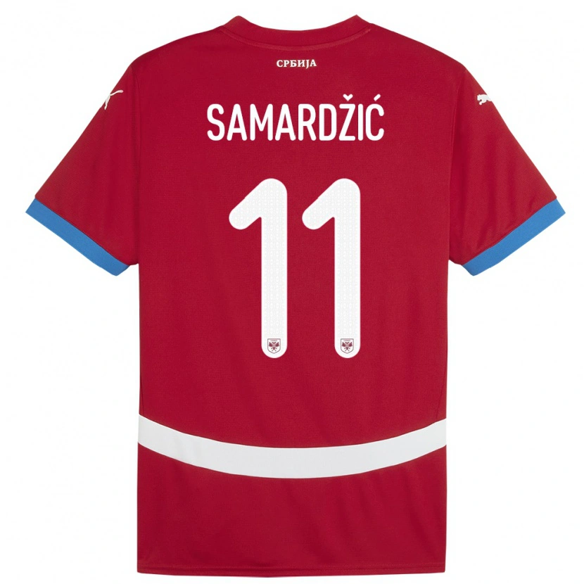 Danxen Donna Maglia Serbia Lazar Samardžić #11 Rosso Kit Gara Home 24-26 Maglietta