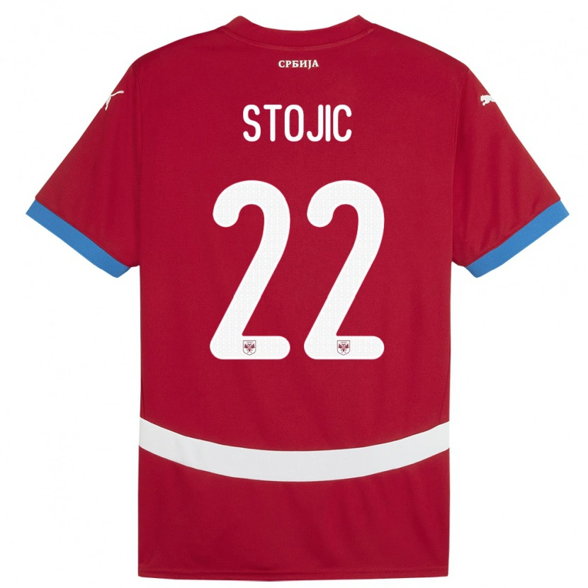 Danxen Donna Maglia Serbia Nemanja Stojic #22 Rosso Kit Gara Home 24-26 Maglietta