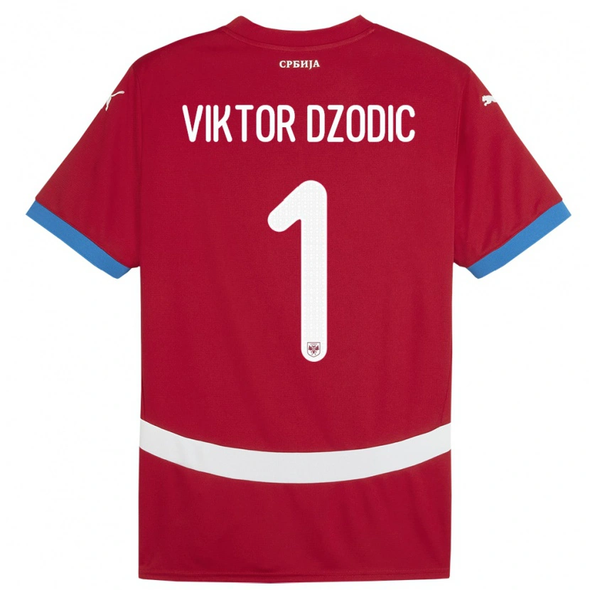Danxen Donna Maglia Serbia Viktor Dzodic #1 Rosso Kit Gara Home 24-26 Maglietta