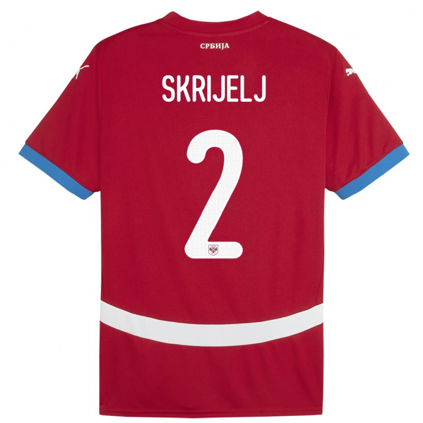 Danxen Donna Maglia Serbia Ahmed Skrijelj #2 Rosso Kit Gara Home 24-26 Maglietta