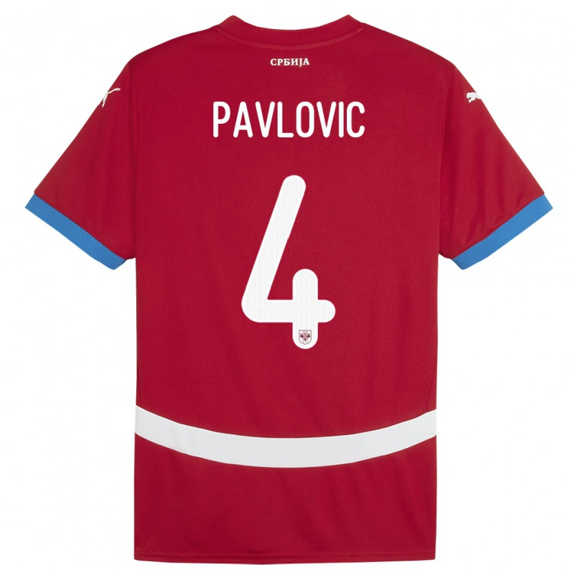 Danxen Donna Maglia Serbia Andrej Pavlovic #4 Rosso Kit Gara Home 24-26 Maglietta
