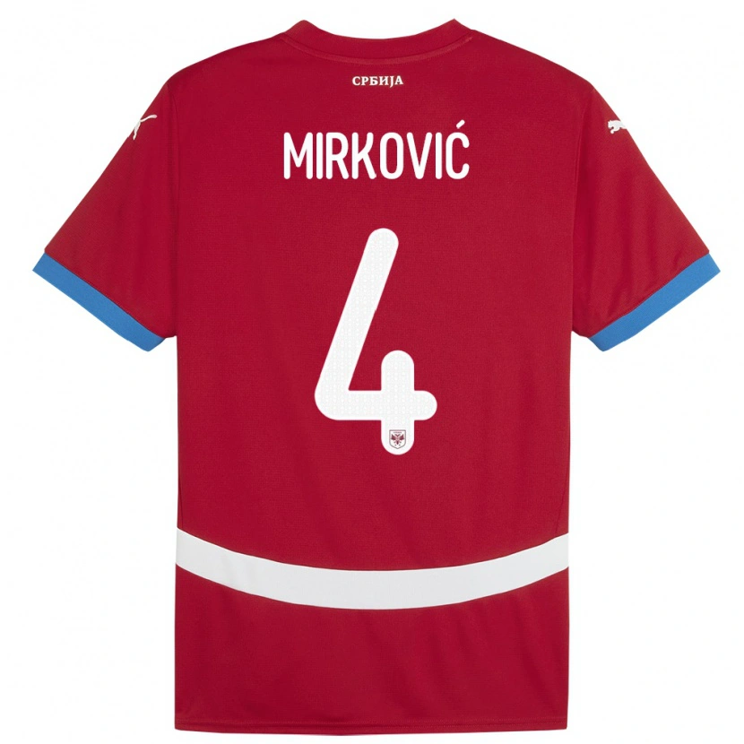 Danxen Donna Maglia Serbia Nemanja Mirković #4 Rosso Kit Gara Home 24-26 Maglietta