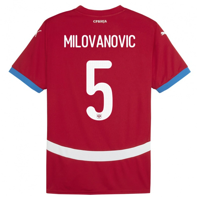 Danxen Donna Maglia Serbia Mateja Milovanovic #5 Rosso Kit Gara Home 24-26 Maglietta
