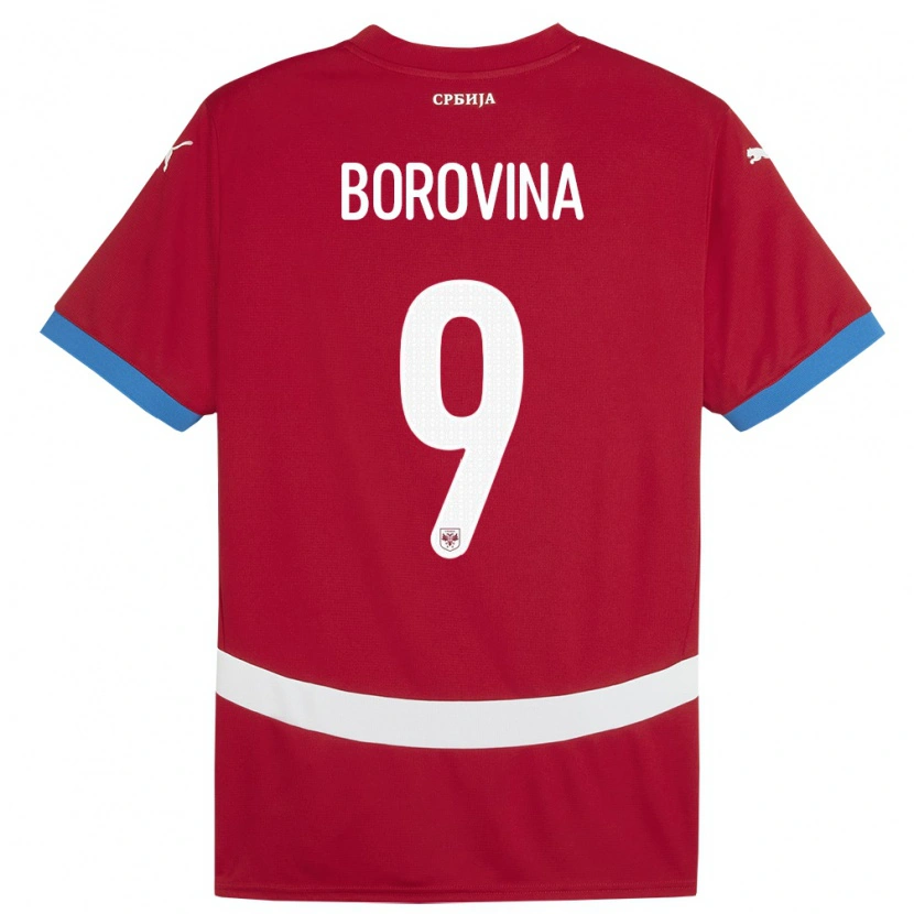 Danxen Donna Maglia Serbia Srdjan Borovina #9 Rosso Kit Gara Home 24-26 Maglietta