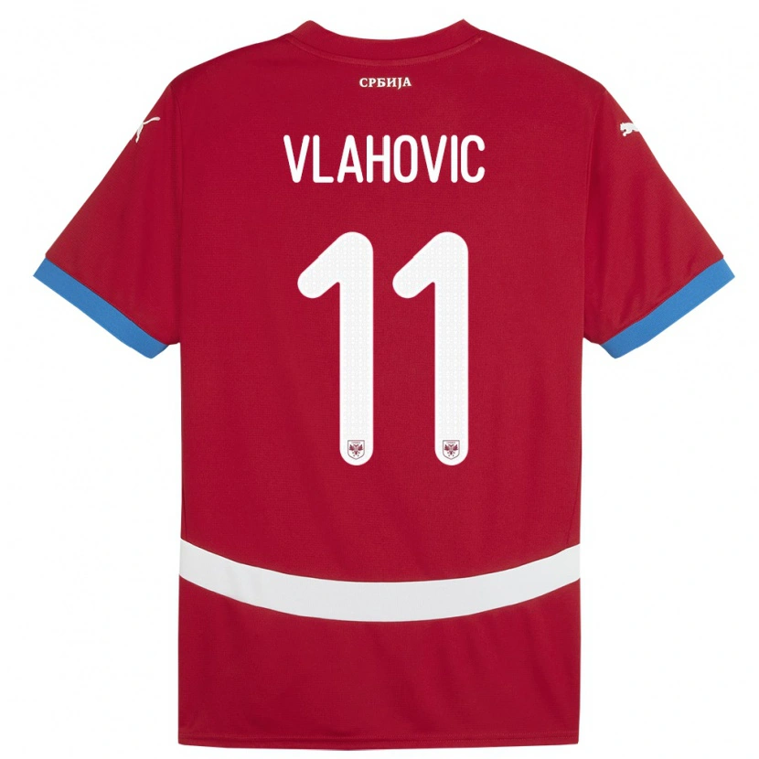 Danxen Donna Maglia Serbia Vanja Vlahovic #11 Rosso Kit Gara Home 24-26 Maglietta