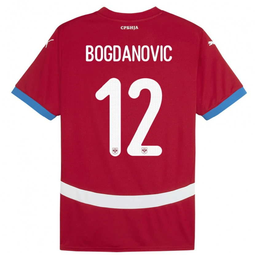 Danxen Donna Maglia Serbia Bogdan Bogdanovic #12 Rosso Kit Gara Home 24-26 Maglietta